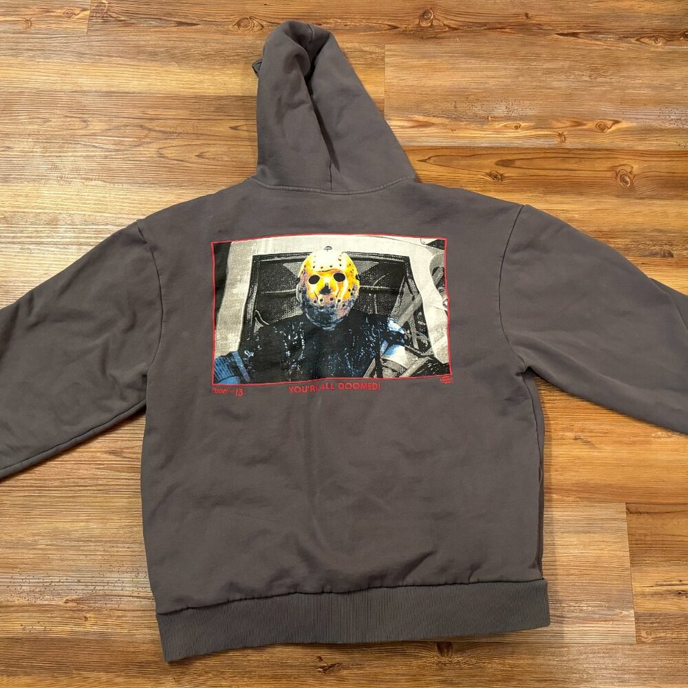 Dumbgood - Friday the 13th - Grey Zip-Up Hoodie - You’re All Doomed - Sz Large - Picture 2 of 7